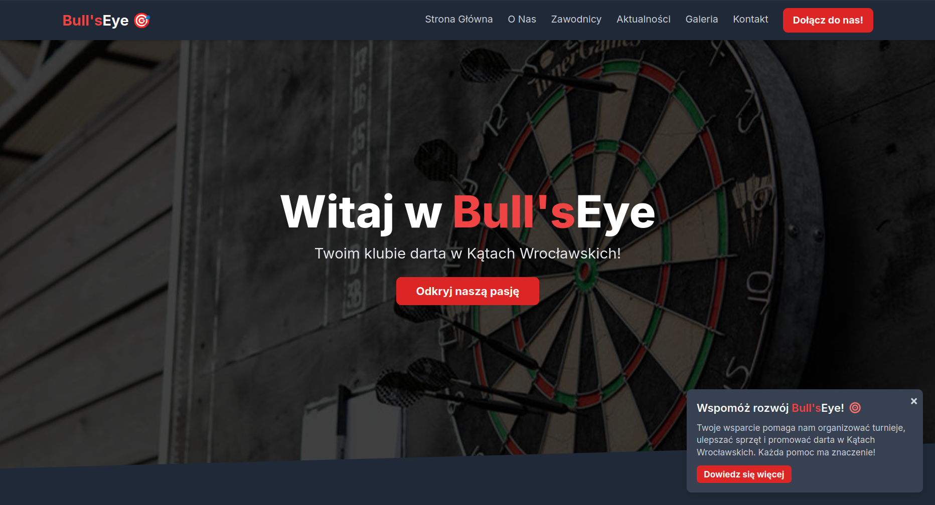 Projekt portalu dla Bullseye Kąty Wrocławskie