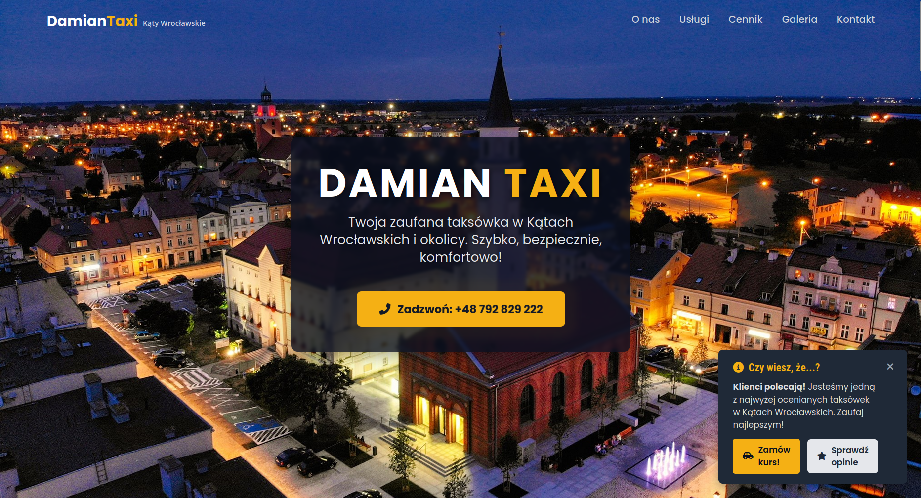 Projekt strony dla Damian Taxi Kąty Wrocławskie